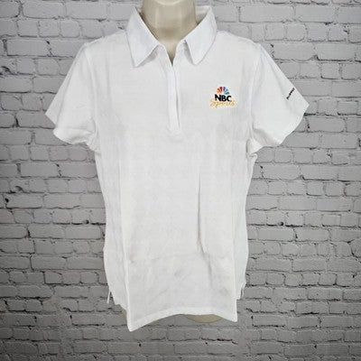 NWT NBC Sports White Diamond Jaquard Short Sleeve Polo Workwear Shirt Large L