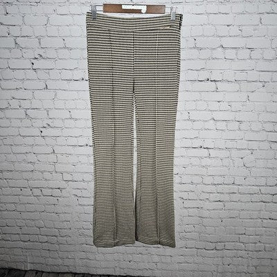 Tahari Tan Black Houndstooth Mid Rise Bootcut Side Zip Stretch Pants XS (26x31)