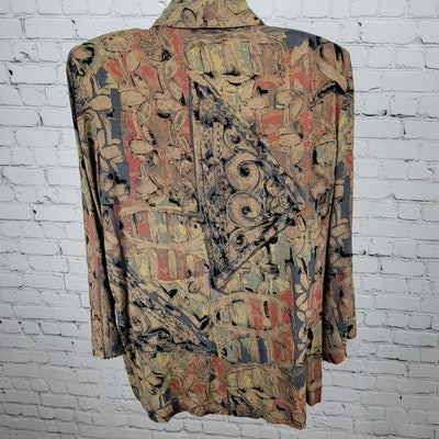 VTG Ken Sington Abstract Print Lightweight Jacket USA Made Size Large L