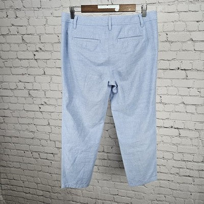 Talbots Blue Relaxed Chambray 100% Cotton Mid Rise Tapered Pants 4P (31x26)
