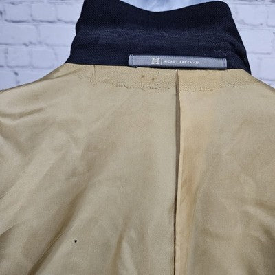 VTG Hickey Freeman Navy 2 Button Double Vented Notch Blazer Sport Coat USA 50S