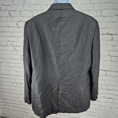 Stafford Grey 100% Wool 2 Button Single Vented Notch Blazer Sport Coat 46R