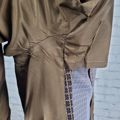 VTG USI Brown Blue 2 Button Double Vented Notch Blazer Retro Sport Coat USA 40