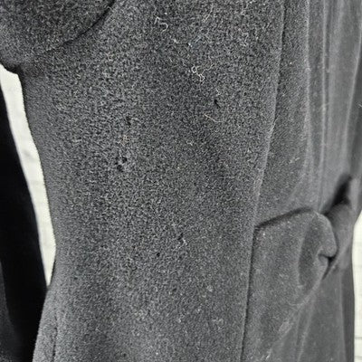 Preston & York Black Wool Blend Button Bow Collar Lined Over Coat 12 *defects