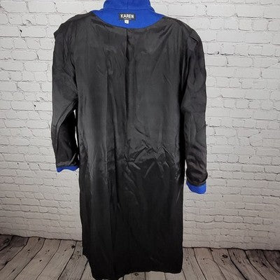VTG KAREN Blue 100% Wool Puff Sleeve Heavyweight Lined Pea Coat USA Made Size 6