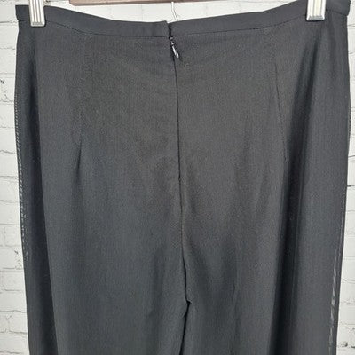VTG JS Collections Black Mesh Overlay Wide Leg High Rise Pants 6P (27x30)