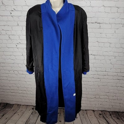 VTG KAREN Blue 100% Wool Puff Sleeve Heavyweight Lined Pea Coat USA Made Size 6