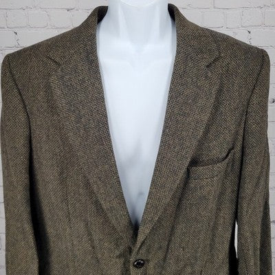 Austin Leeds Green Tweed 2 Button Single Vented Notch Blazer Sport Coat 40S