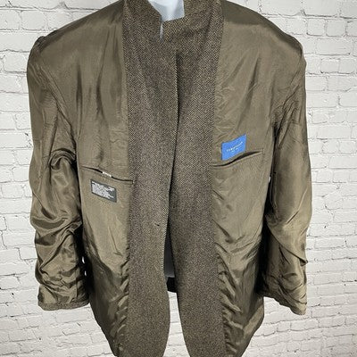 Towncraft Brown Lambswool Herringbone Tweed 2 Button Blazer Sport Coat Size 44R