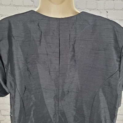 VTG Anthony Sicari Black Rhinestone Buttoned Shoulder Pad Top USA Made Size 20W