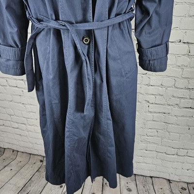 VTG F.S.L Collection Navy Belted Hood Removable Bodywarmer Liner Trench Coat 8P