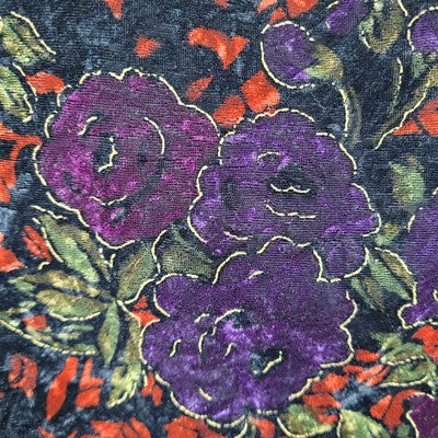VTG Maren Multicolor Velvety Metallic Floral Toggle Vest USA Made Size Medium M
