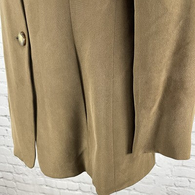 VTG Rena Rowan Brown 100% Silk Lightweight Lined Buttoned Pockets Jacket Size 6P