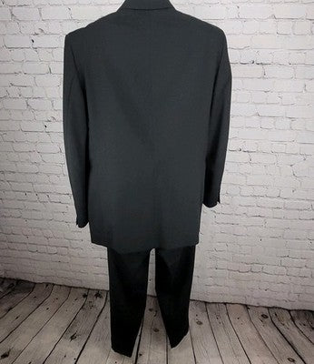 Paulo Solari Black 100% Wool Athletic Fit Full Suit Set Jacket 40L Pants 32x31
