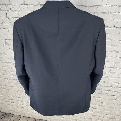 VTG Fabergi Navy 2 Gold Button Blazer Notch Sport Coat Hand Tailored Size 43R