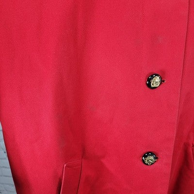 VTG Lauren Ralph Lauren Red Corduroy Collar Equestrian Print Lining Coat 1X