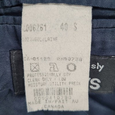 Chaps Ralph Lauren Blue 100% Wool 2 Button Vented Notch Blazer Sport Coat 40S