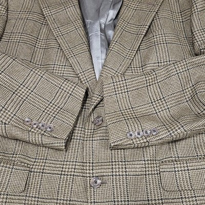 VTG Austin Reed Brown Houndstooth 2 Button Vented Notch Blazer Sport Coat US 44R
