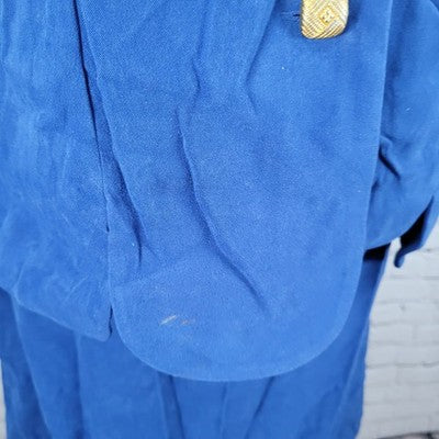 Courtenay Blue Stretch Gold Buttoned 2 Piece Shirt Skirt Outfit Set Size 16W