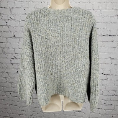 World Market Grey Crew Neck Pullover Balloon Sleeve Oversized Knit Sweater O/S