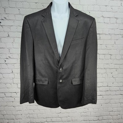 Connor Black Cotton Blend Twill 2 Button Double Vent Notch Blazer Sport Coat 42