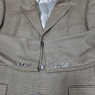 Hart Schaffner Marx Brown Black 100% Wool 3 Button Blazer Sport Coat USA 43R
