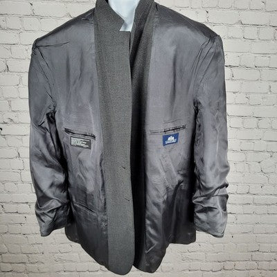 Stafford Grey Worsted Wool Blend 2 Button Notch Blazer Sport Coat Size 48R