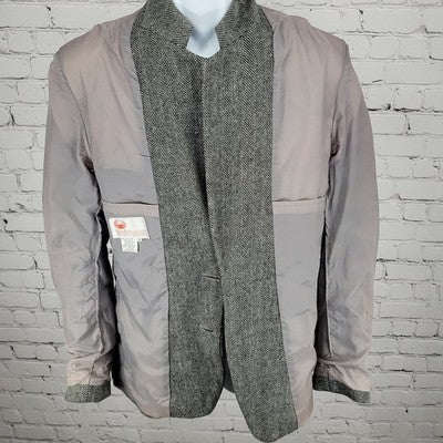 Barrage Grey Wool Linen Blend Tweed Herringbone Blazer Sport Coat Size 38R