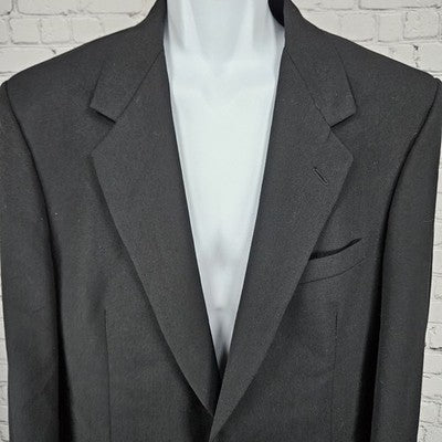 VTG Nino Cerruti Black 2 Button Ventless Notch Blazer Sport Coat USA 42L *defect