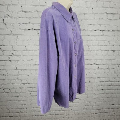 Kathleen Sommers Purple Corduroy Stretch Long Sleeve Shirt USA Made Plus Size 2