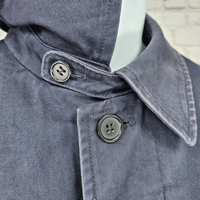 A.P.C. Rue Madame Paris Navy 100% Cotton Twill Button Lined Long Coat XS *bleach