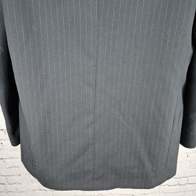 Marco Viali Black Pinstriped 3 Button Ventless Notch Blazer Sport Coat 42R