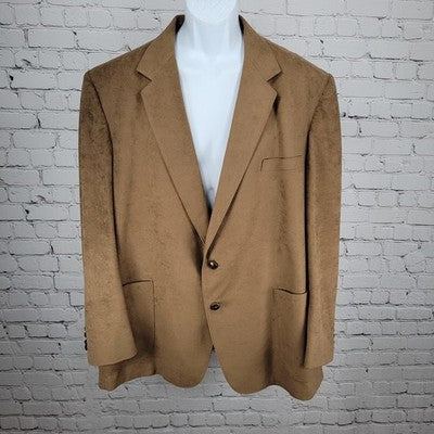 VTG McGregor Brown Microfiber 2 Button Single Vented Notch Blazer Sport Coat 50R