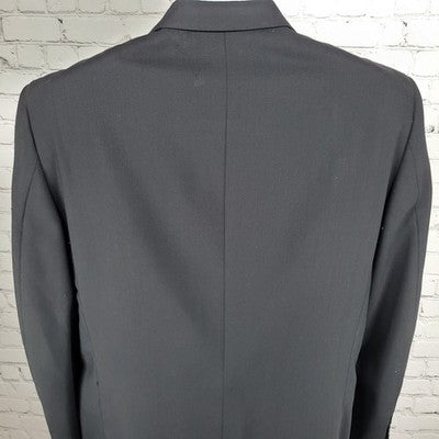Paulo Solari Black 100% Wool Athletic Fit Full Suit Set Jacket 40L Pants 32x31