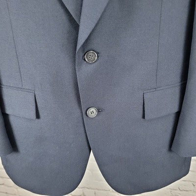 Barrister Navy 2 Button Single Vented Notch Blazer Sport Coat USA Made Size 38