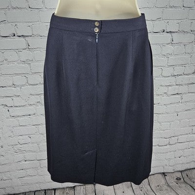 VTG Jones New York Navy 100% Wool Full Skirt Jacket Suit 2 Piece Set USA 8/10