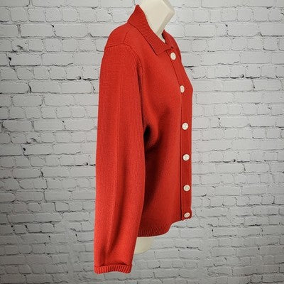 VTG Appleseed's Red Button Up Long Sleeve Cardigan Sweater Size Large L