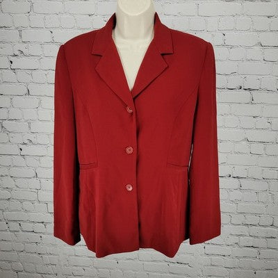 VTG San Louis Red Buttoned Lined Notch Blazer Suit Jacket USA Made Size 10