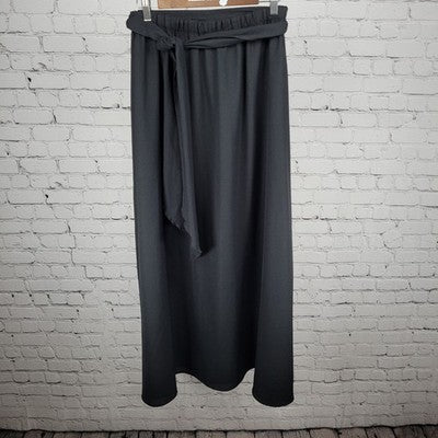 VTG Tumbleweeds Black Belted Lined Elastic Waist Pull On Maxi Skirt USA Size XL