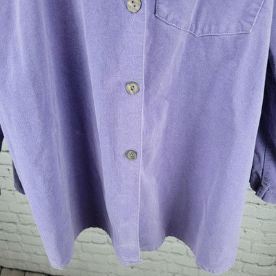 Kathleen Sommers Purple Corduroy Stretch Long Sleeve Shirt USA Made Plus Size 2