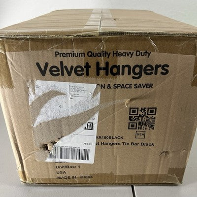 New Utopia Home Black Non Slip Velvet Hangers Tie Bar 100 Pack Box