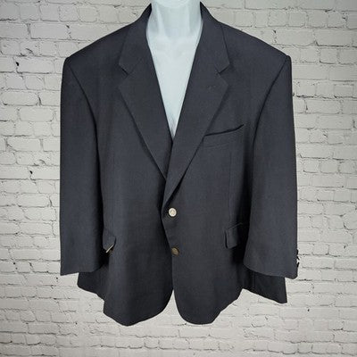 VTG Hickey Freeman Navy 2 Button Double Vented Notch Blazer Sport Coat USA 50S