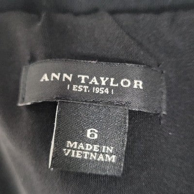 Ann Taylor Black Sleeveless Shawl Collar Wrap Snap Stretch Sheath Dress 6