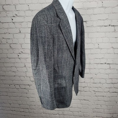 VTG Benchley Ltd Black White 2 Button Vented Notch Blazer Sport Coat USA 42S