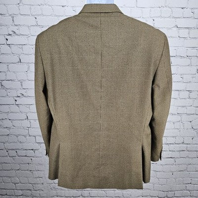 Izod Brown Houndstooth 2 Button Double Vented Notch Blazer Sport Coat 42R