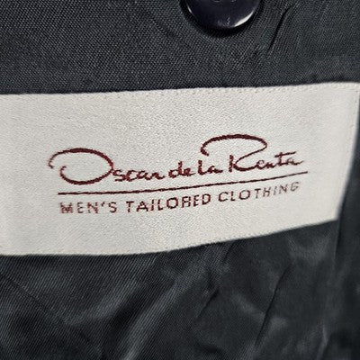 VTG Oscar De La Renta Navy 2 Button Ventless Notch Classic Blazer Sport Coat 42R
