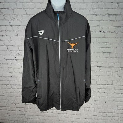 Longhorn Aquatics UT Black Full Zip Mesh Lined Logo Windbreaker Jacket 3XL