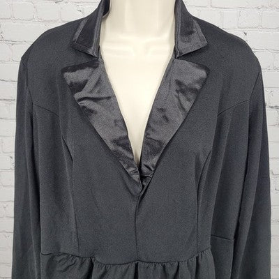 Club L London Black Notch Lapel V Neck Long Sleeve Stretch Shift Midi Dress 22