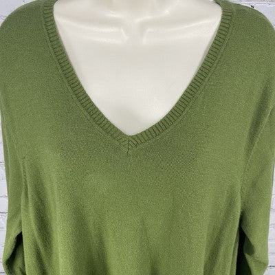 NWD Westbound Green Knit Ribbed Pullover V Neck Stretch Sweater Size 2X