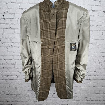 Hart Schaffner Marx Brown Black 100% Wool 3 Button Blazer Sport Coat USA 43R